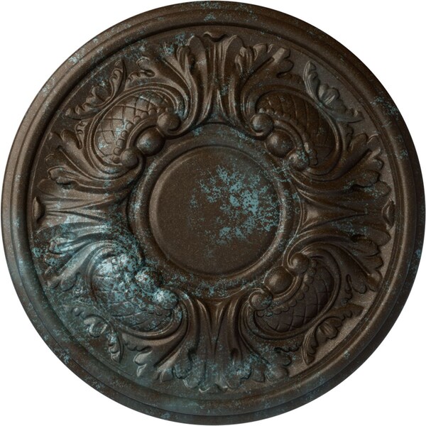 Ekena Millwork Wakefield Ceiling Medallion (Fits Canopies up to 3 5/8"), 11 3/4"OD x 1 1/4"P, Bronze Blue Patina CM11WABBS - main